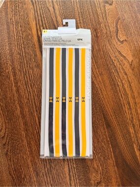 NWT Under Armour Mini Elastic Headbands 6-Pack - Black/Yellow/White Non-Slip